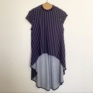 STRIPPED SHORT SLEEVE ASYMMETRICAL TOP SIZE MEDIUM